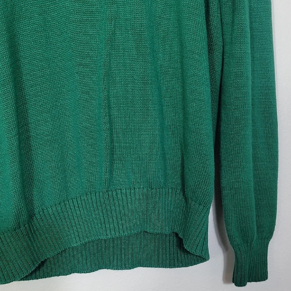 Y2K St Johns Mens 100% Cotton Cowl Neck Sweater Size XL Green Pullover Chunky